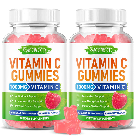 MEENCCD raspberry flavored vitamin C gummies for daily immune support in a tasty form