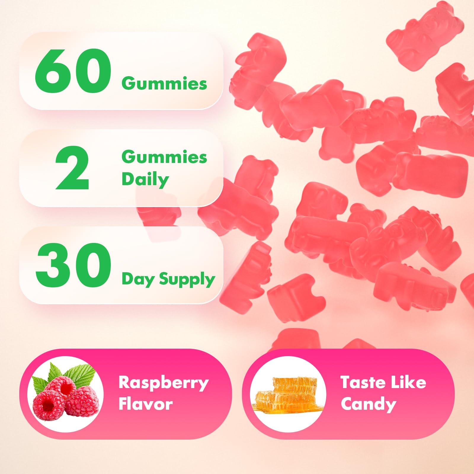 Vegan sugar-free raspberry gummies by MEENCCD for plant-based lifestyles