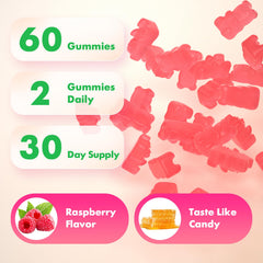 Vegan sugar-free raspberry gummies by MEENCCD for plant-based lifestyles