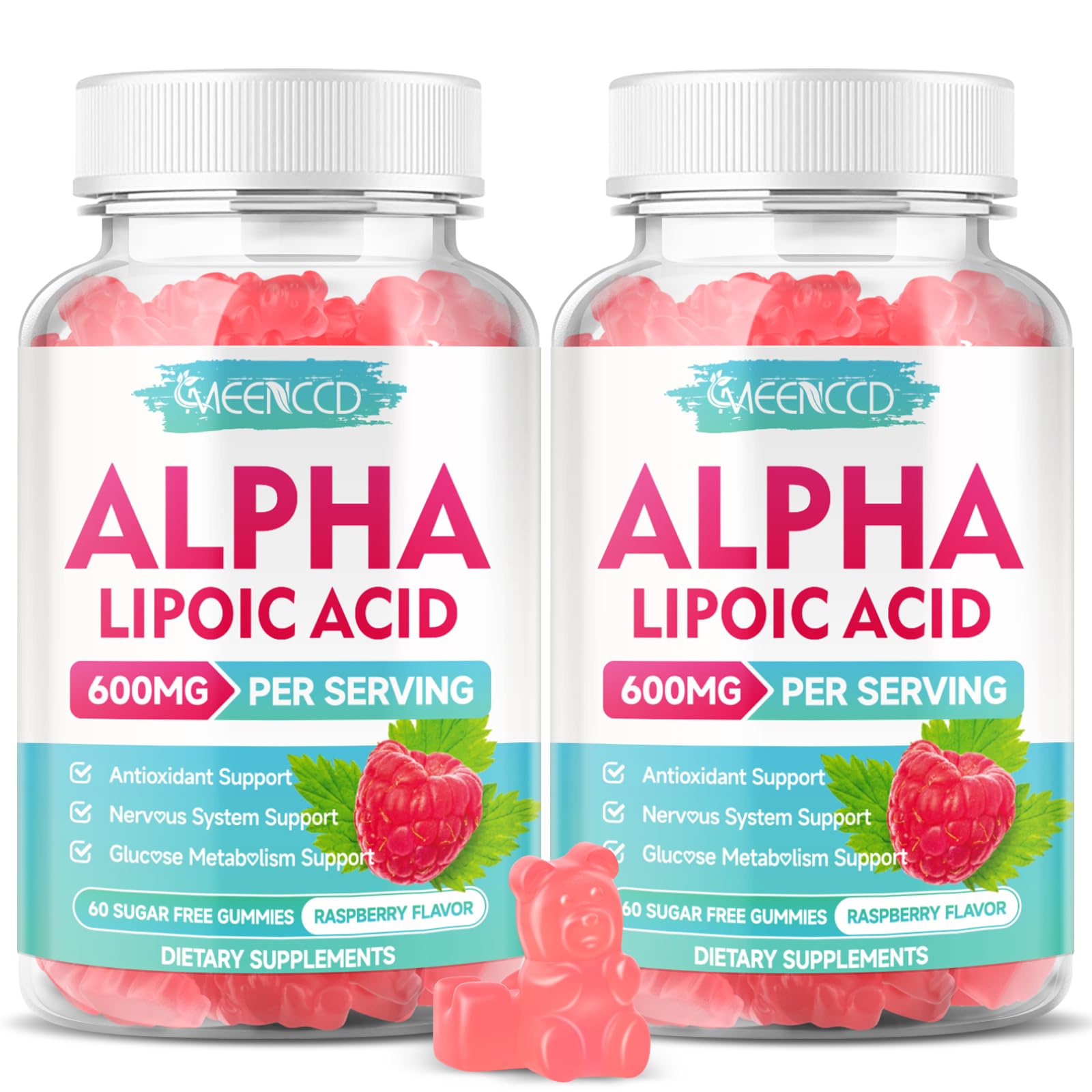 MEENCCD Alpha Lipoic Acid Gummies bottle front supports daily antioxidant wellness.