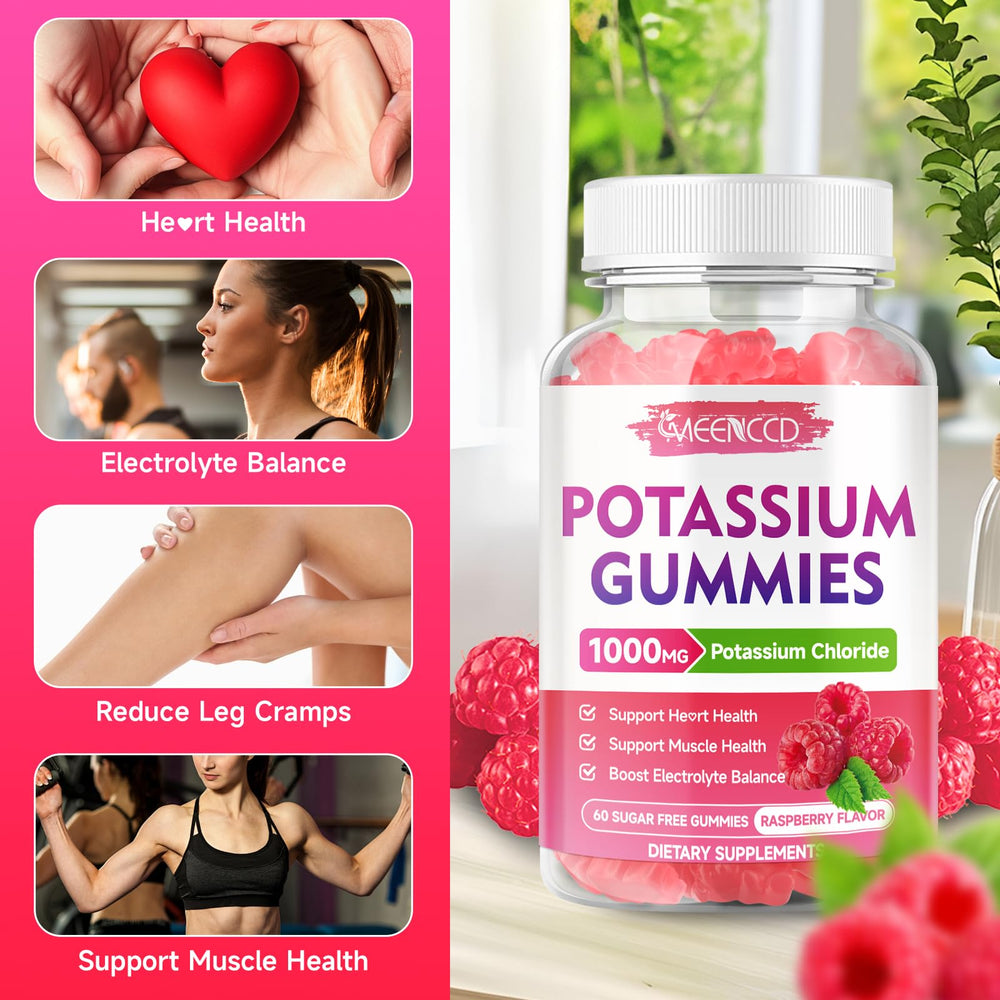 MEENCCD Potassium Gummies bottle side nutrition panel with servings