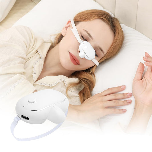 MeetCARE AI Smart Anti-Snoring Device front view for nighttime use.