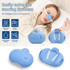 MeetCARE device worn on nose for noninvasive snoring management.