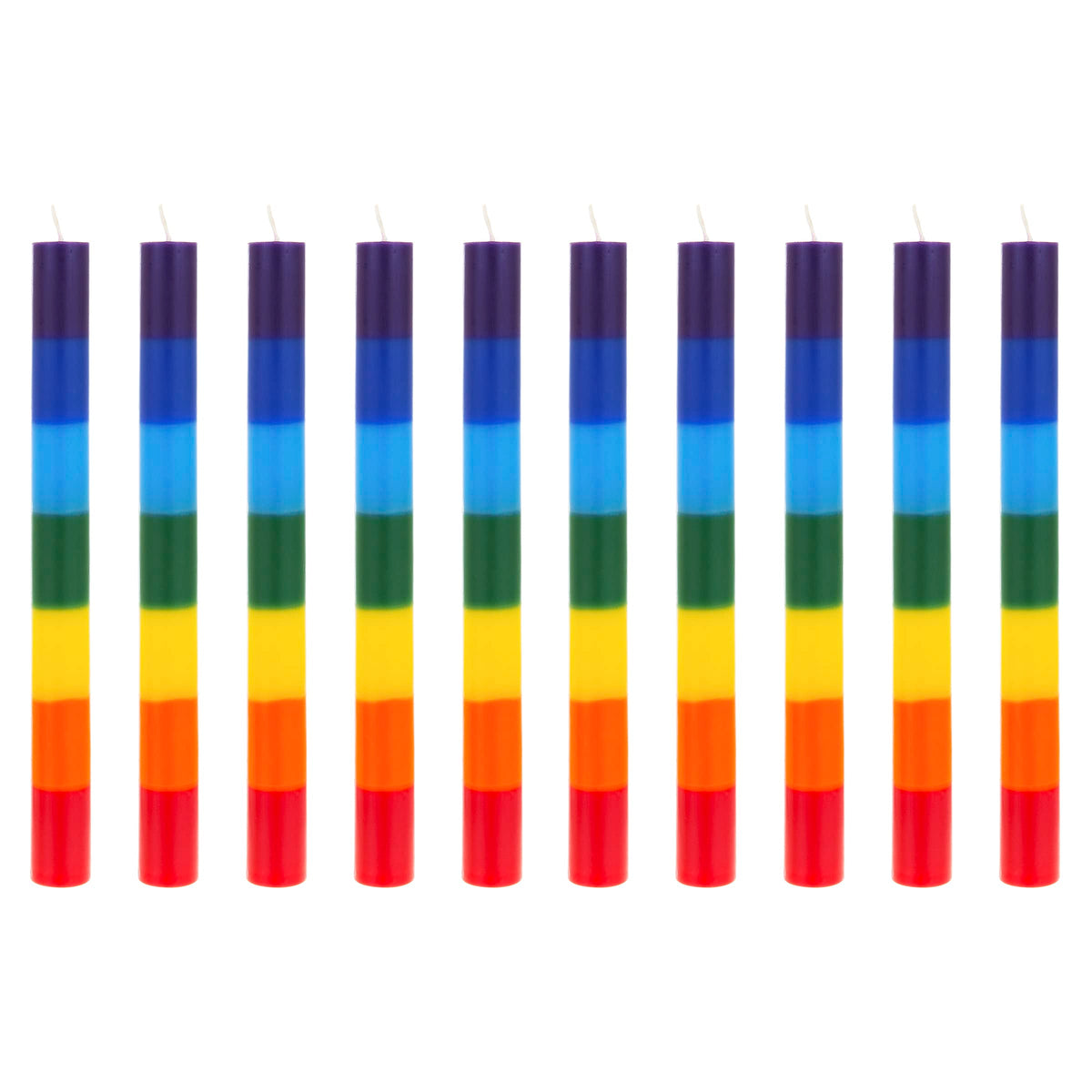Mega Candles chakra candle with rainbow layers for focused meditation.