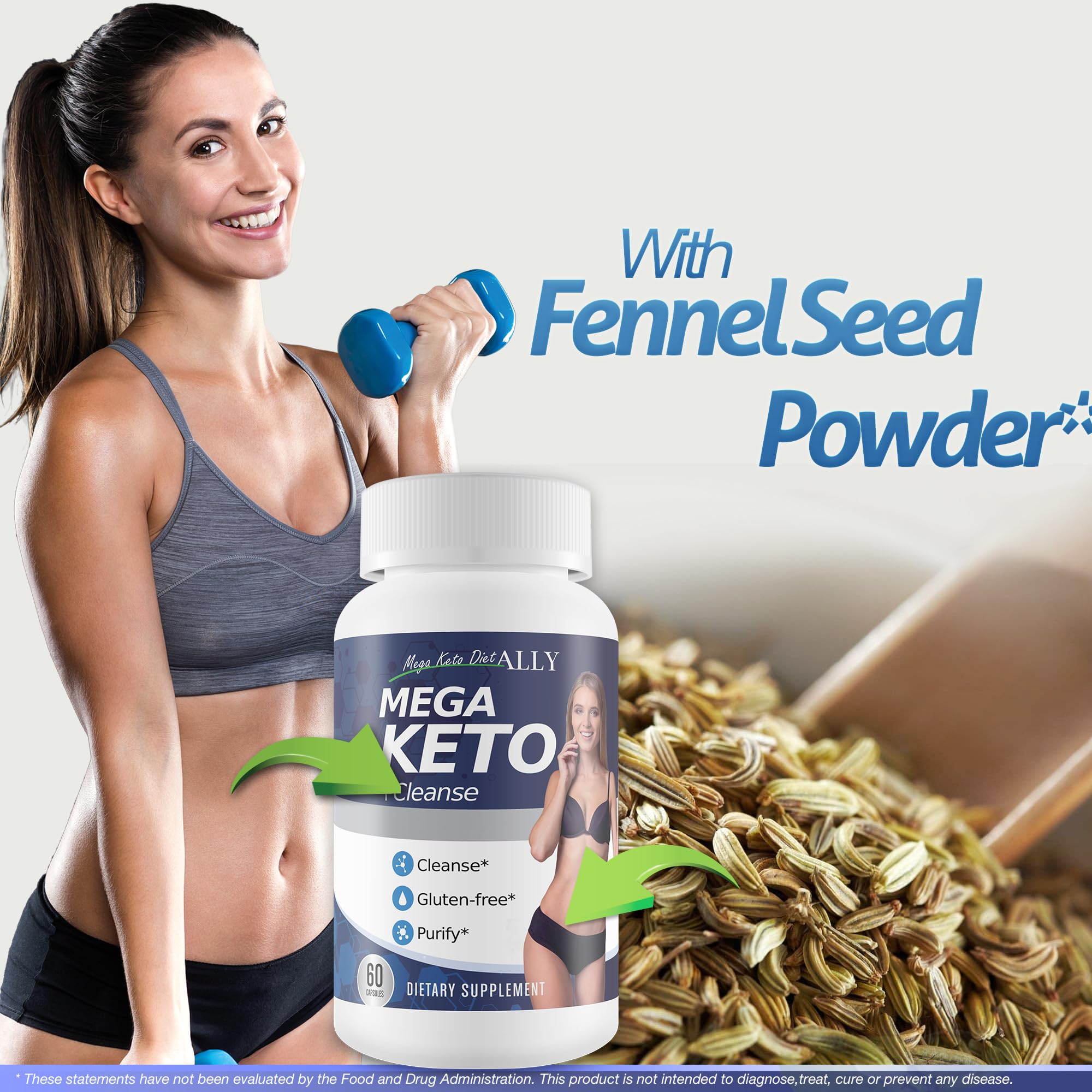 Mega Keto Diet + Cleanse pouring capsules into hand for dosing.