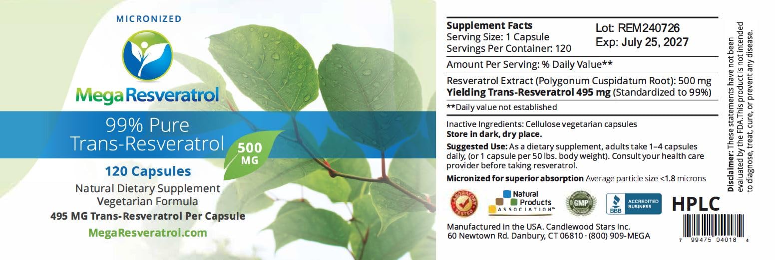 Mega Resveratrol capsule pour conveys easy daily intake