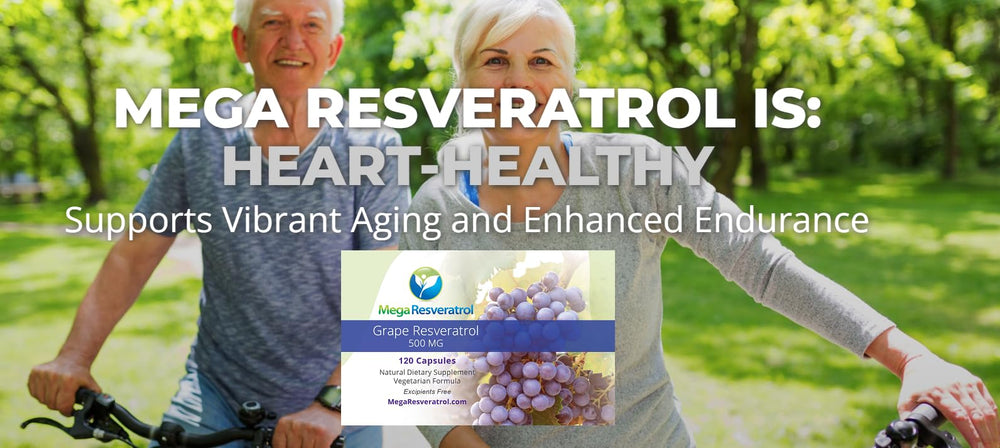 Mega Resveratrol Grape capsules on counter illustrating keto and vegan-friendly formula.