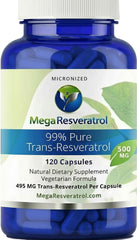 Mega Resveratrol micronized capsule close-up showing texture and quality