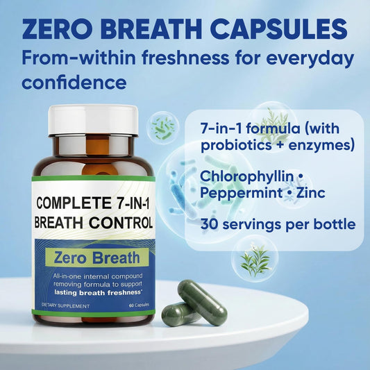Close-up of capsules reveals organic chlorophyllin supporting odor control.
