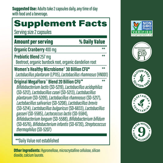 MegaFlora 50 billion CFU capsules supporting balanced gut flora