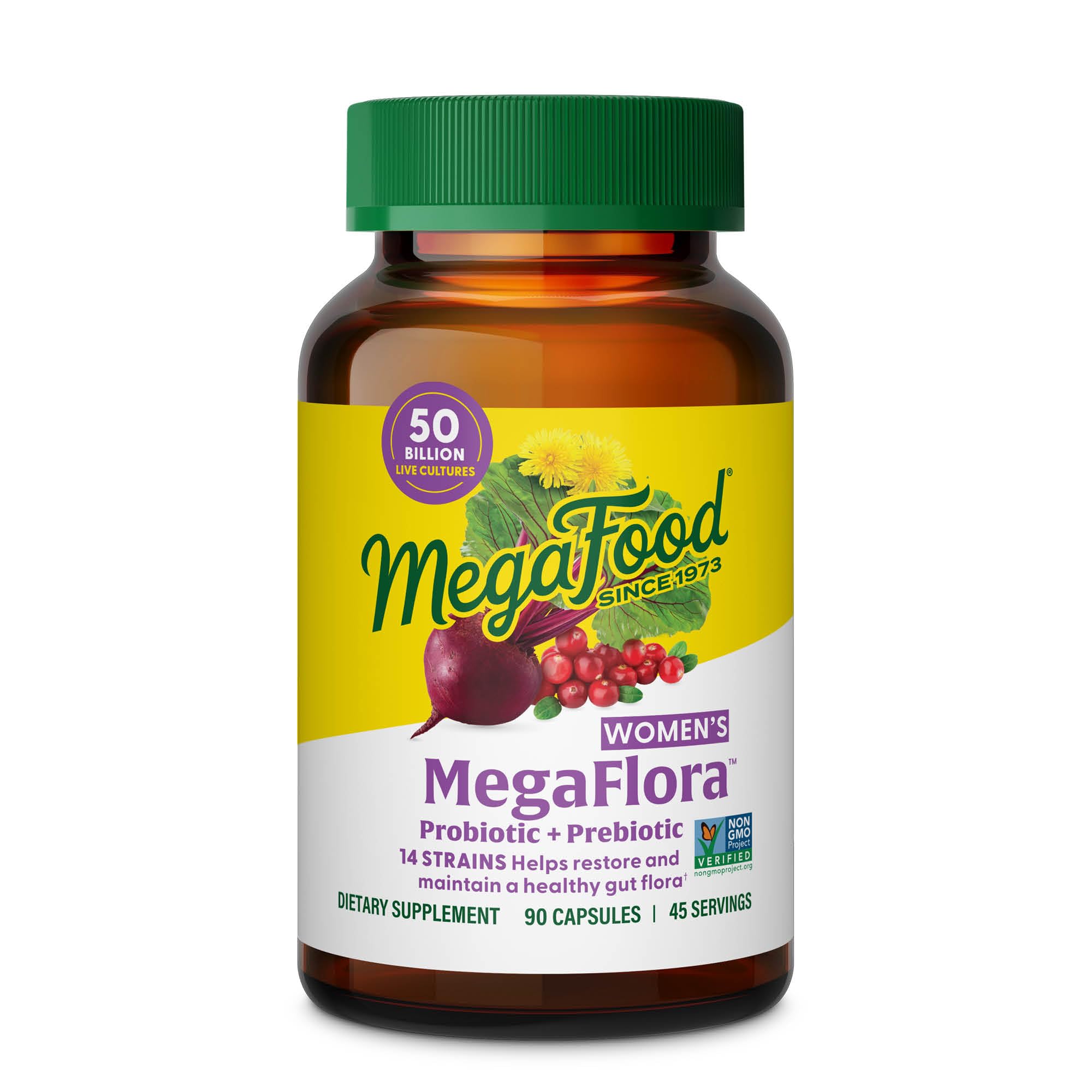 MegaFood MegaFlora women's probiotic bottle for daily digestive support
