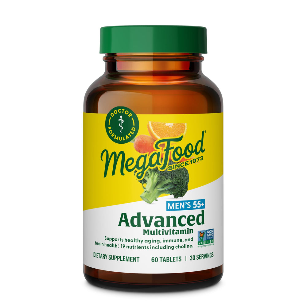 MegaFood Advanced Multivitamin for Men 55+ bottle front view for daily use