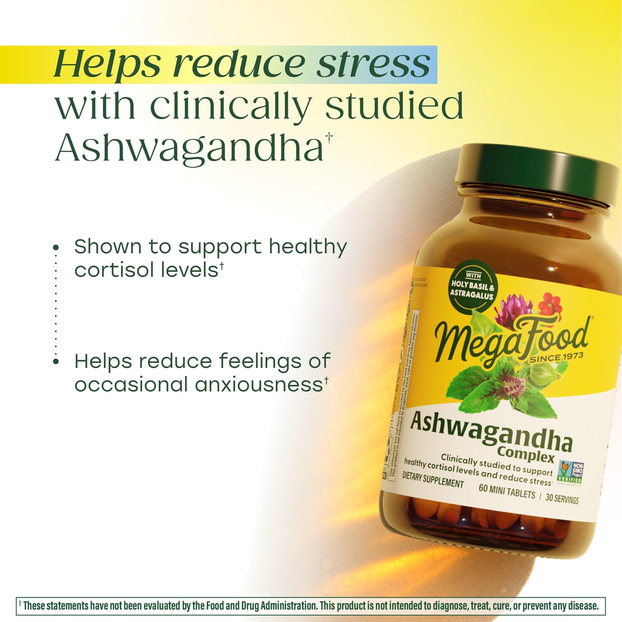 Label detail of MegaFood Ashwagandha Complex highlighting clean ingredients