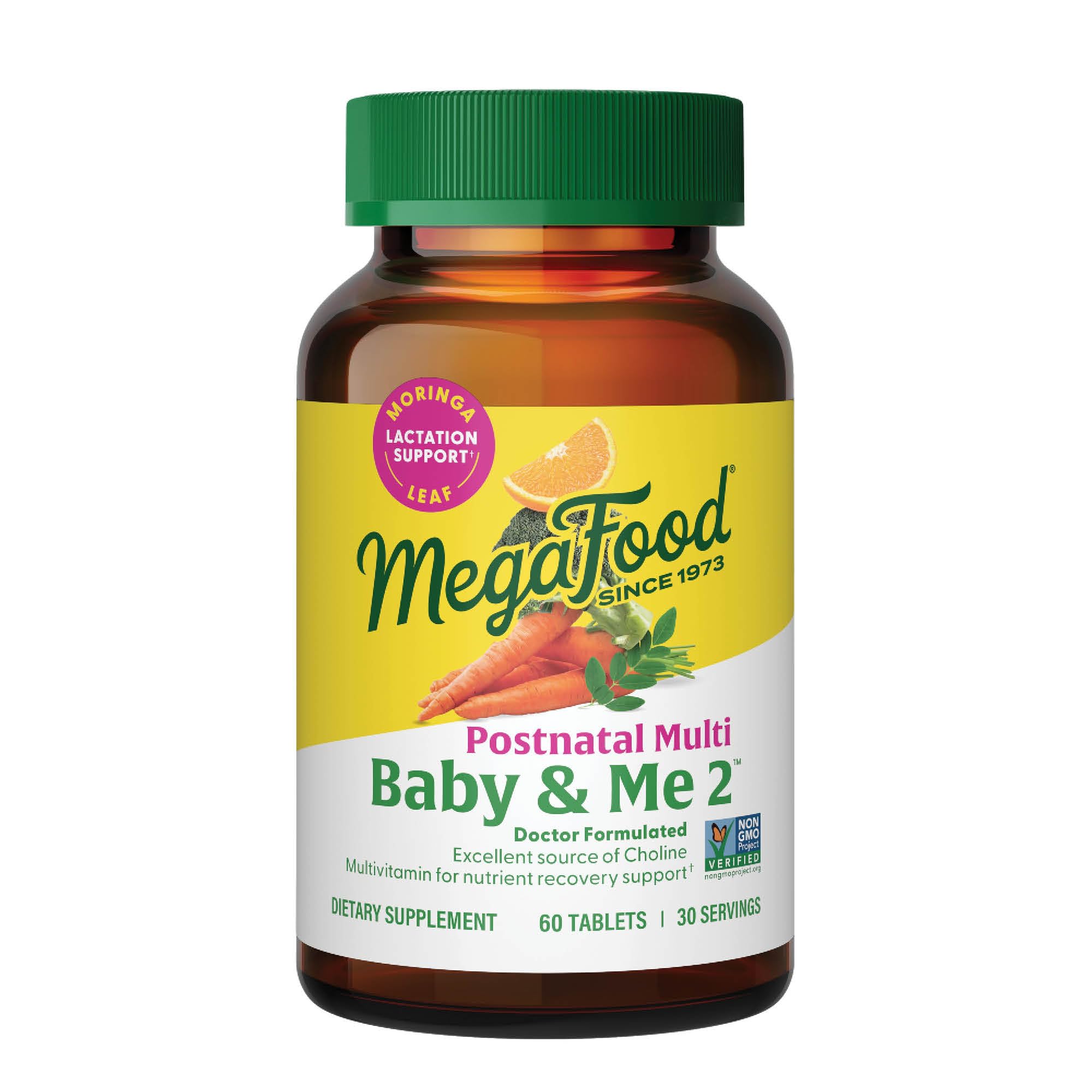 MegaFood Baby & Me 2 bottle with tablets for postnatal nutrition and lactation support