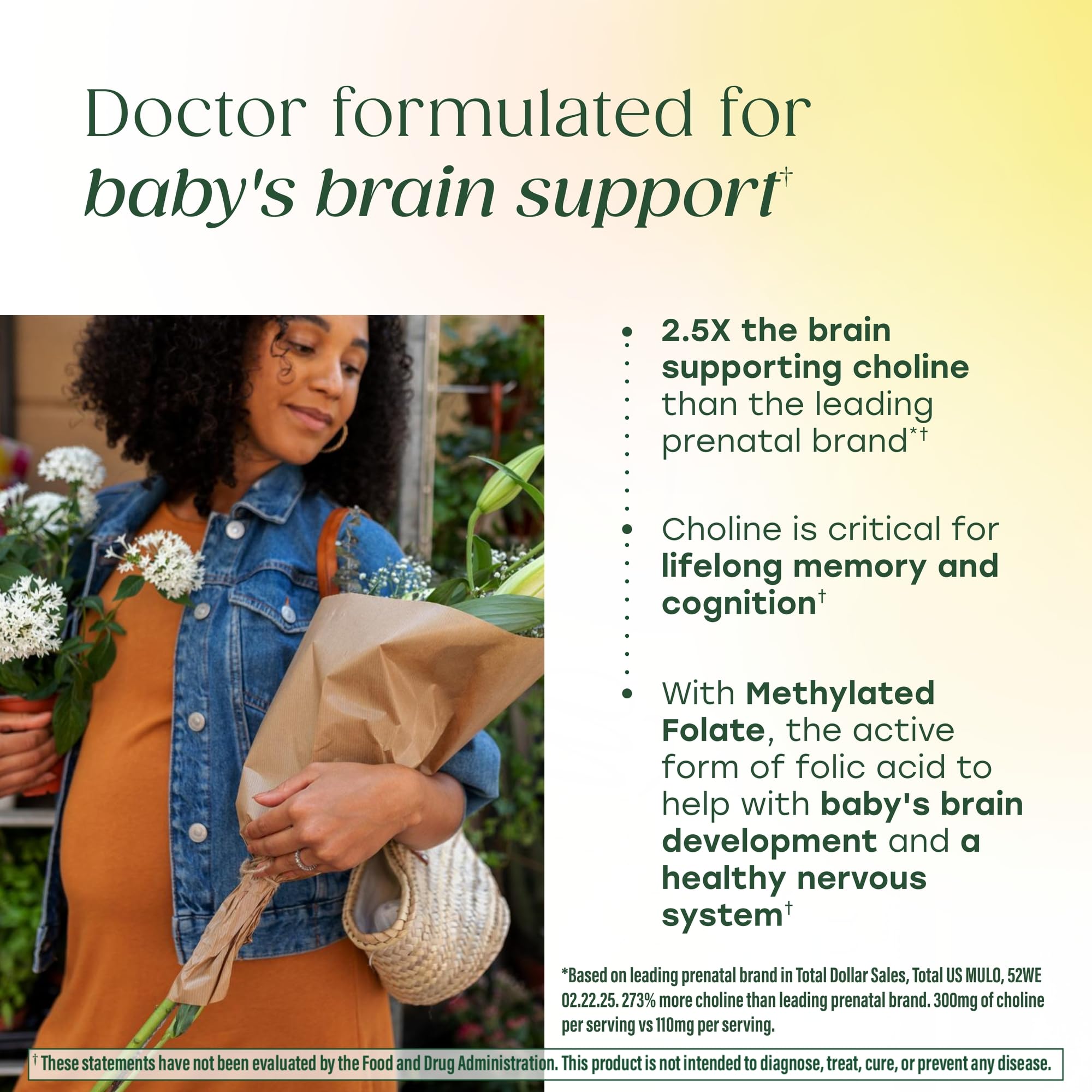 MegaFood Baby & Me 2 prenatal choline detail emphasizes added choline content.
