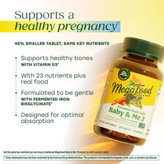 MegaFood Baby & Me 2 prenatal package front, ready for pregnancy nutrition.