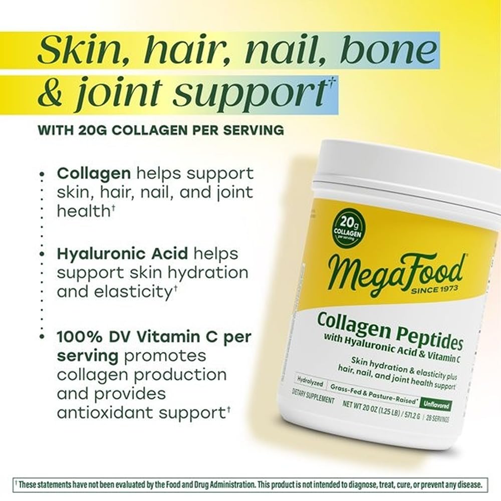 MegaFood Collagen powder scoop serving for easy daily intake.