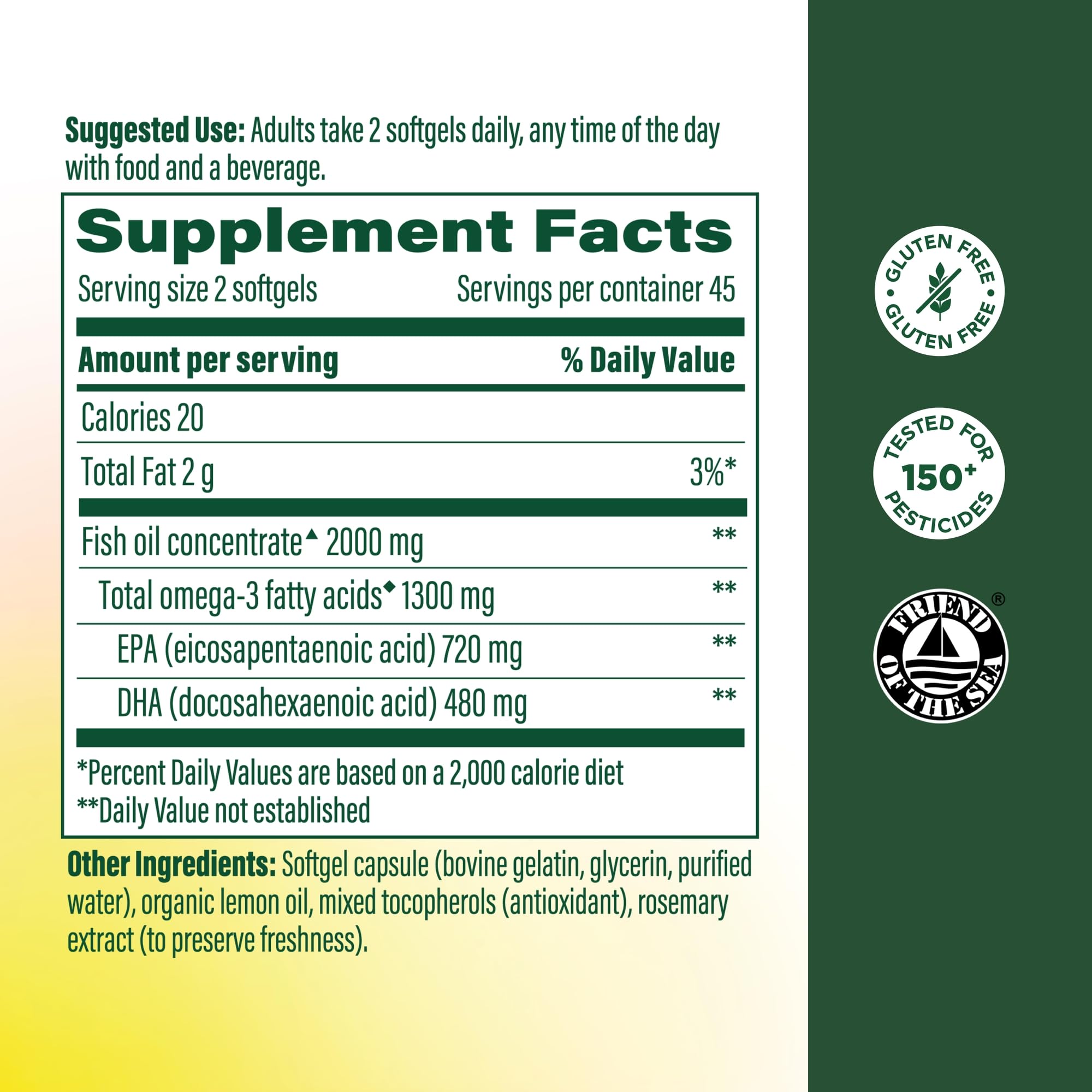 MegaFood fish oil lemon-infused softgels close-up highlights aroma control.