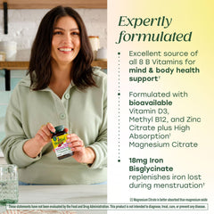 Iron 18mg label indicating support for menstruation-related iron needs