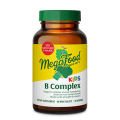 MegaFood Kids B Complex bottle with vegetarian, gluten-free vitamins for daily energy support.
