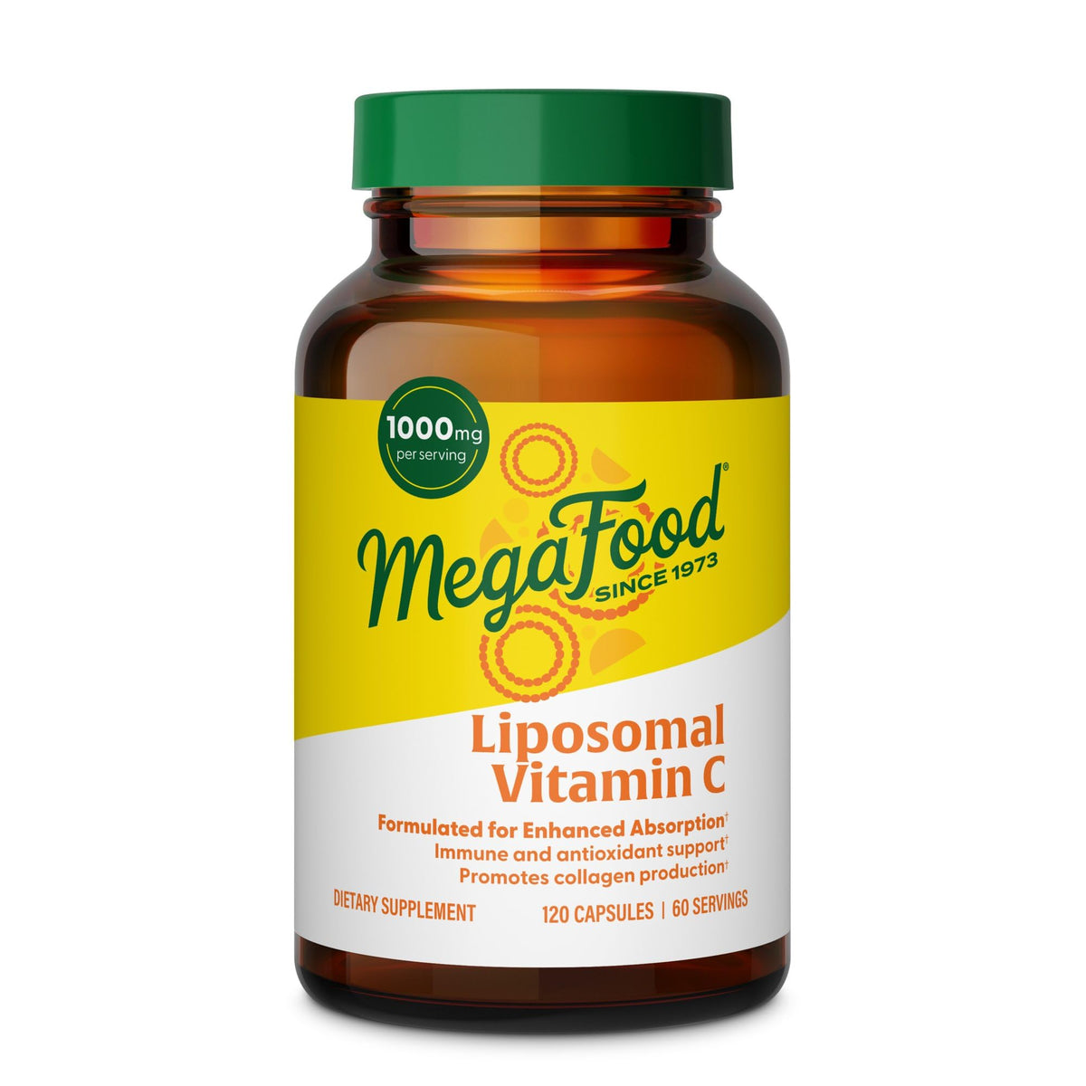 MegaFood Liposomal Vitamin C bottle showing high potency daily dose.