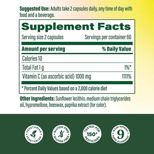 Close-up of MegaFood Liposomal Vitamin C capsules highlighting soft gelatin form.