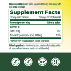 Close-up of MegaFood Liposomal Vitamin C capsules highlighting soft gelatin form.