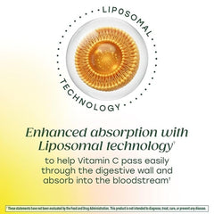 Glass of water beside MegaFood Liposomal Vitamin C bottle.