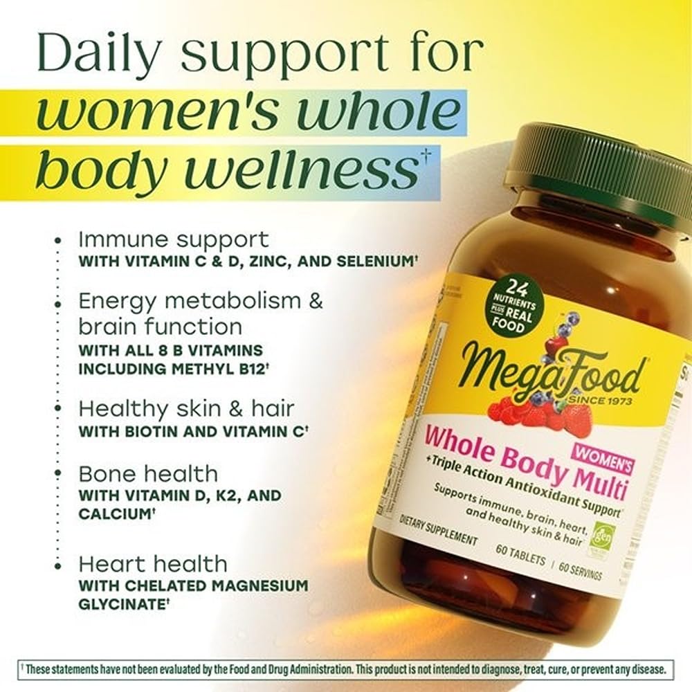 Label highlights chelated Magnesium Glycinate form from MegaFood for heart support.