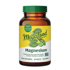MegaFood Magnesium supplement bottle front supports daily wellness with gentle absorption.