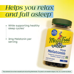 Two gummies per serving visual showing a simple bedtime routine with MegaFood.