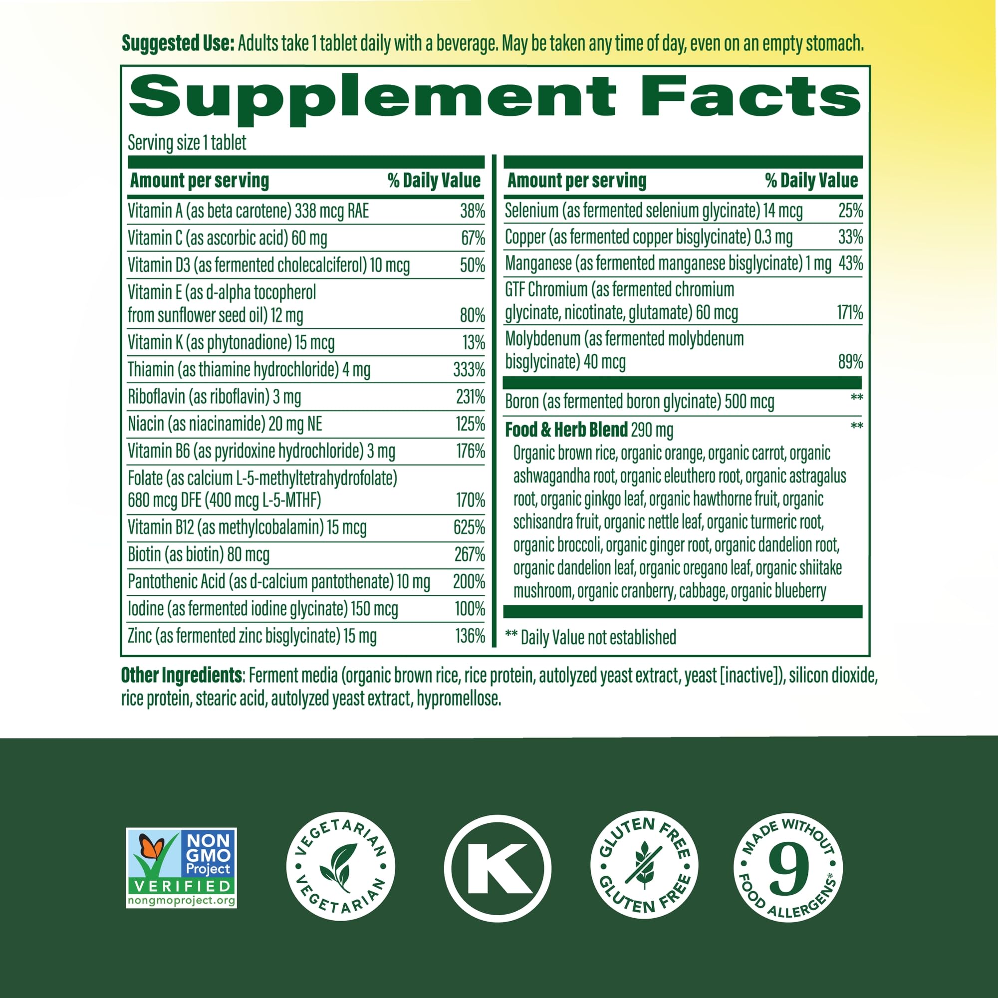 MegaFood Men 40+ tablets arranged for daily intake