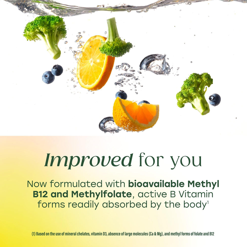 MegaFood methylated B12 and folate symbol on bottle.