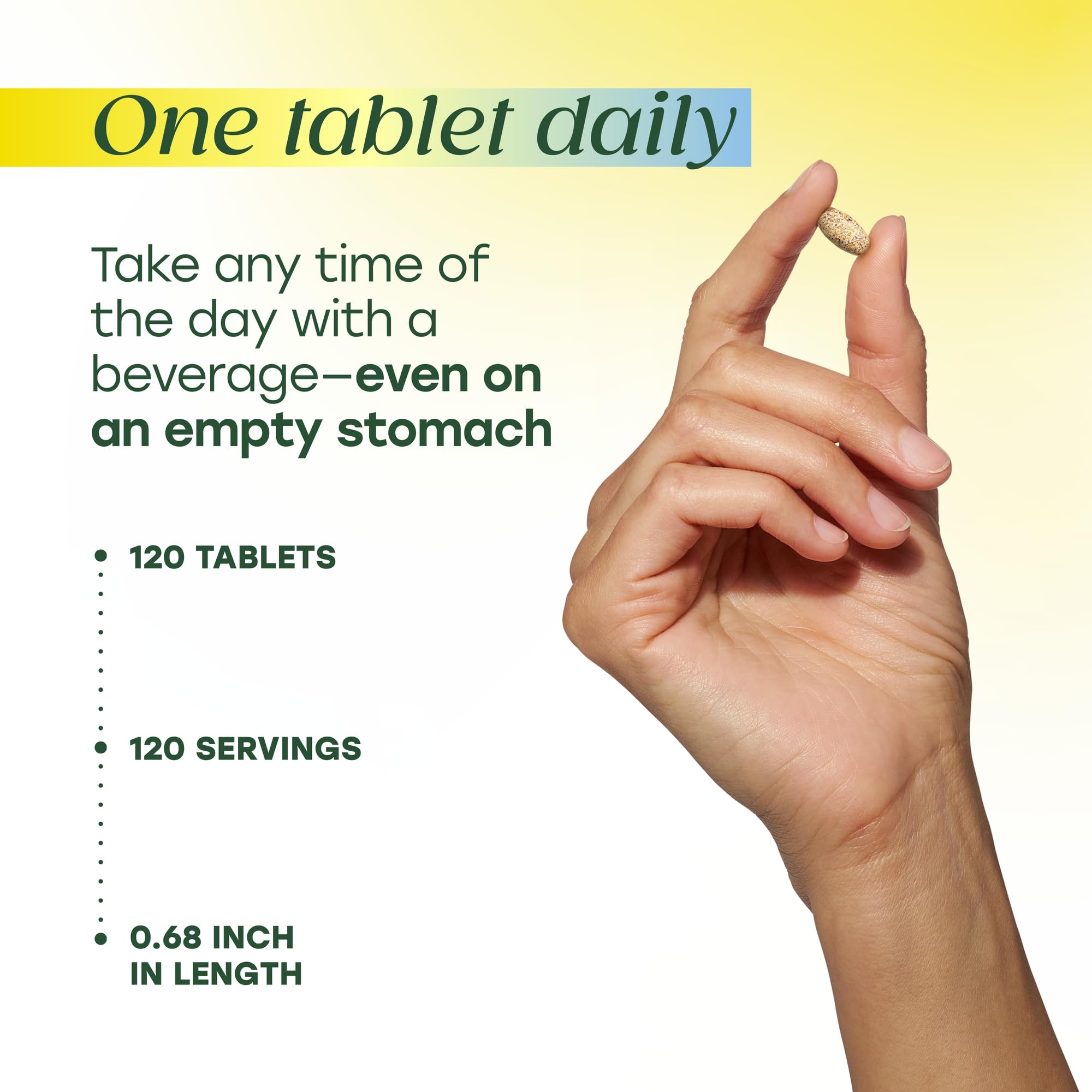 MegaFood bottle top close-up highlights allergen-free and non-GMO promise