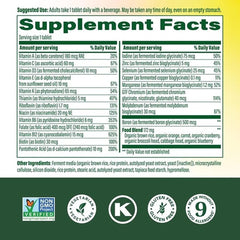 Close-up of MegaFood tablet highlighting real food nutrients for balanced daily nutrition.