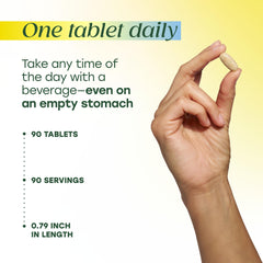MegaFood One Daily Men's Multivitamin taking a tablet with a beverage anytime.