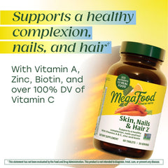 Close-up of MegaFood vitamins highlighting vitamin A and biotin support