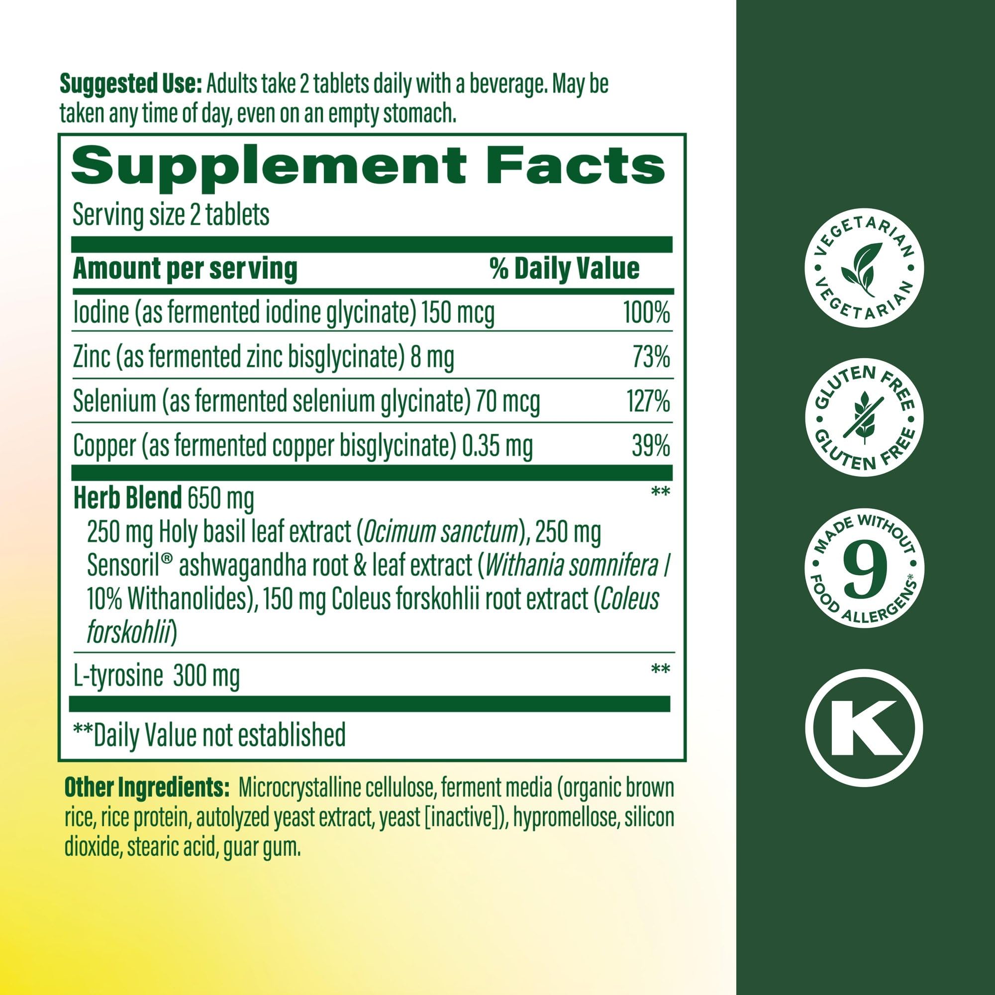 MegaFood Thyroid Strength bottle pour showing easy daily dosing