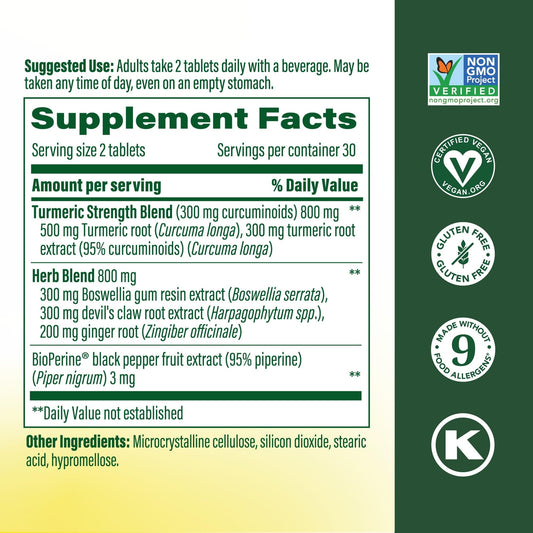 Close-up of MegaFood Turmeric Curcumin tablets, compact and easy to take