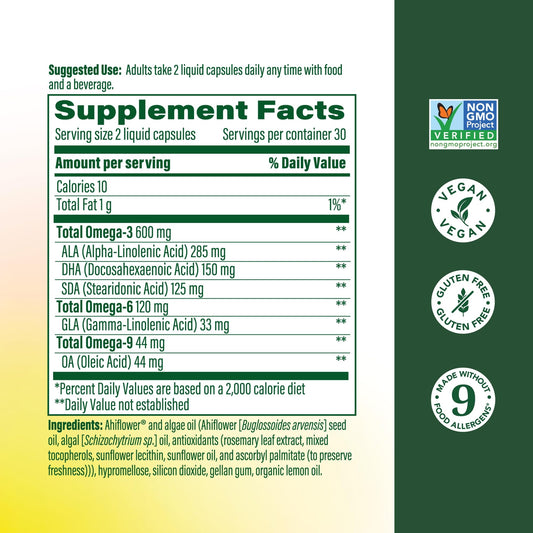 MegaFood Vegan Omega capsules close-up highlights convenient daily plant-based omega.