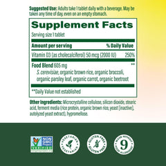 Close-up of MegaFood Vitamin D3 2000 IU tablets for convenient daily dosing