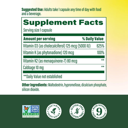 Close-up of MegaFood D3 5000 IU capsules for daily use