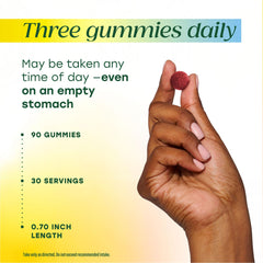 MegaFood daily serving image demonstrating 3 gummies for convenient dosing