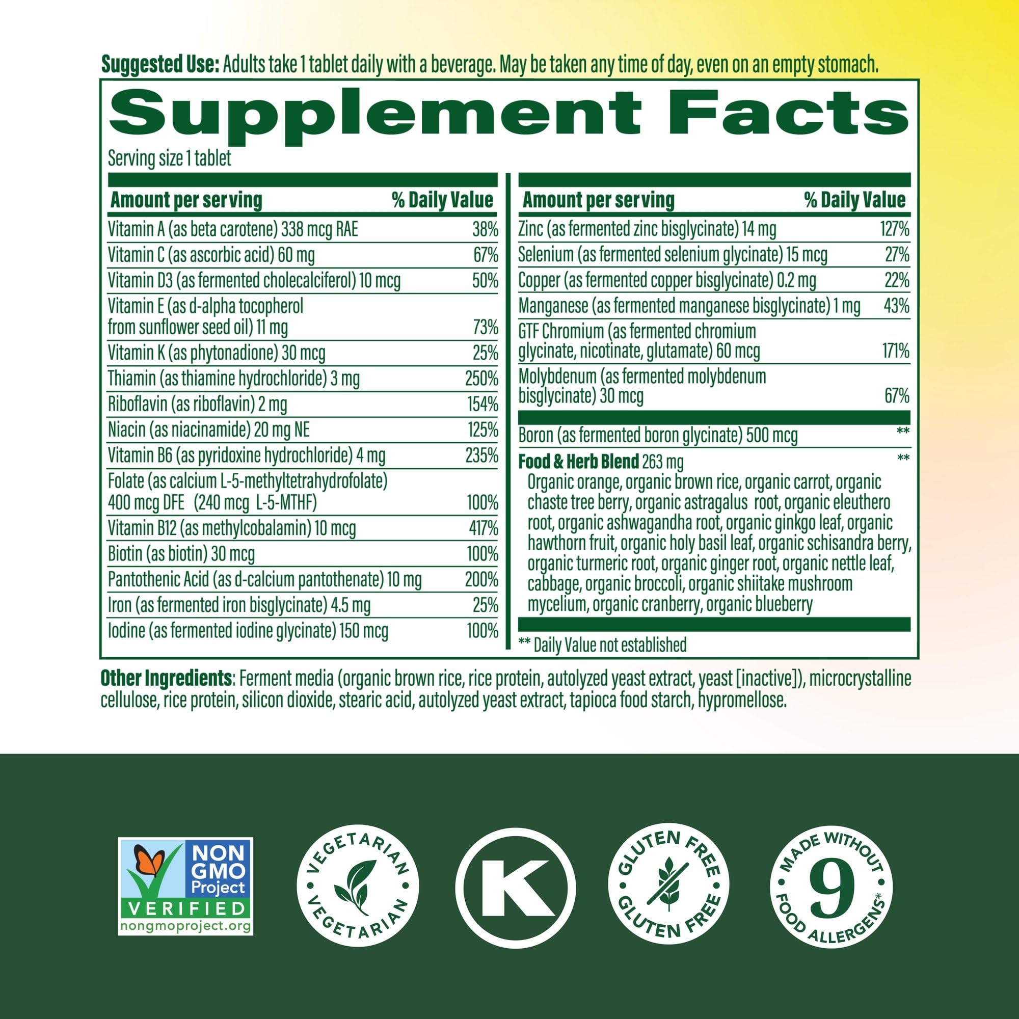 Close-up of MegaFood tablet highlighting methylated B12 and methylfolate benefits