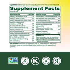 Close-up of MegaFood Women 55+ tablets highlighting B vitamins for daily energy.
