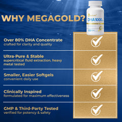 Daily use setup with MegaGold DHA 1000 bottle on a desk.