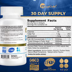MegaGold DHA 1000 softgels highlight lemon flavor for a pleasant dose.