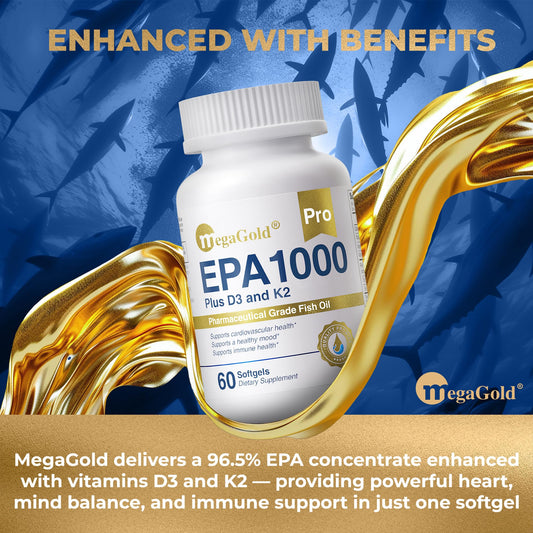 MegaGold Pro vitamin D3 and K2 softgels close-up for balanced wellness.
