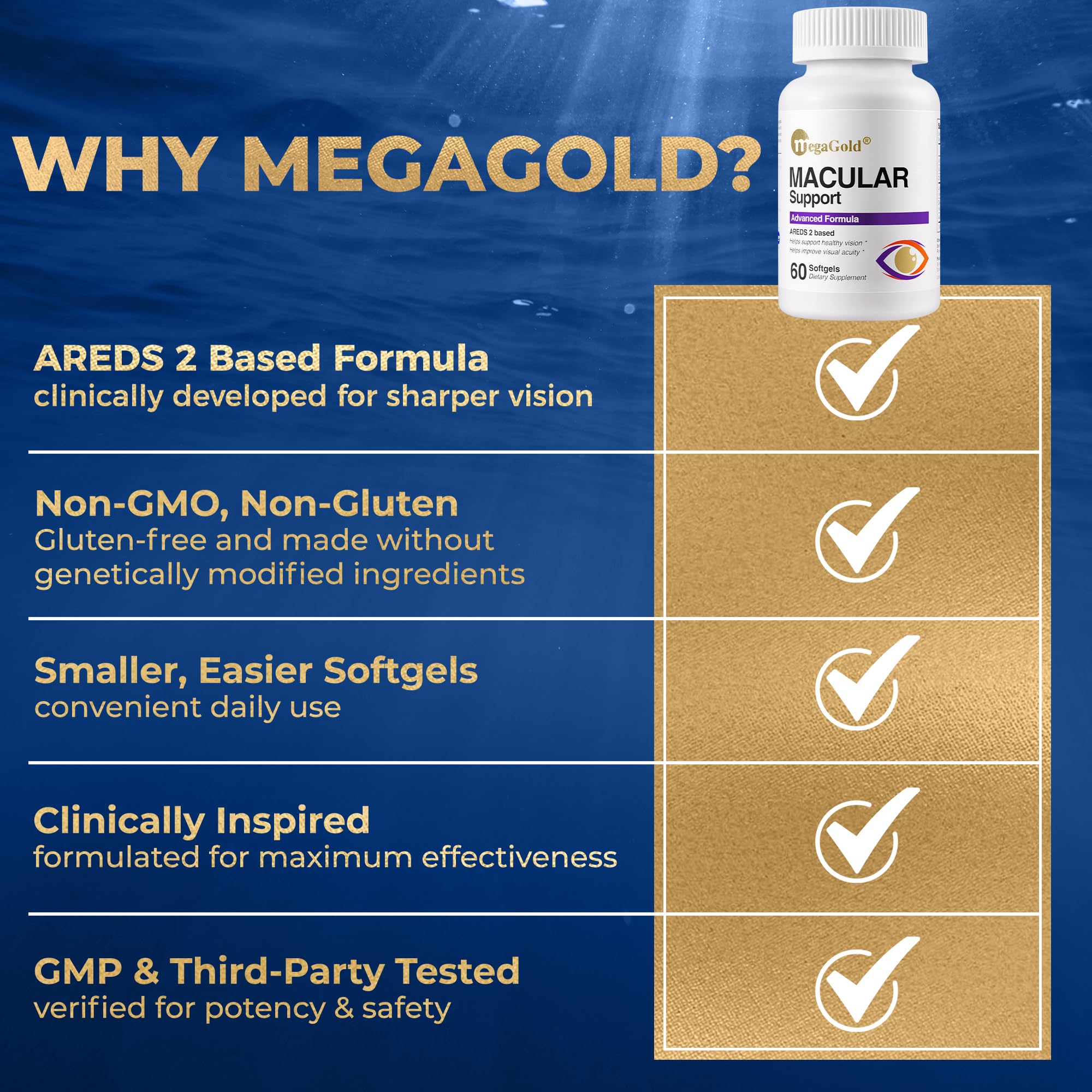 Megagold USA production facility seal indicating cGMP quality.
