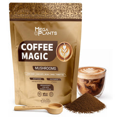 MEGAPLANTS Mushroom Coffee Magic bag ready to brew a smooth, low-acid caffeine experience.